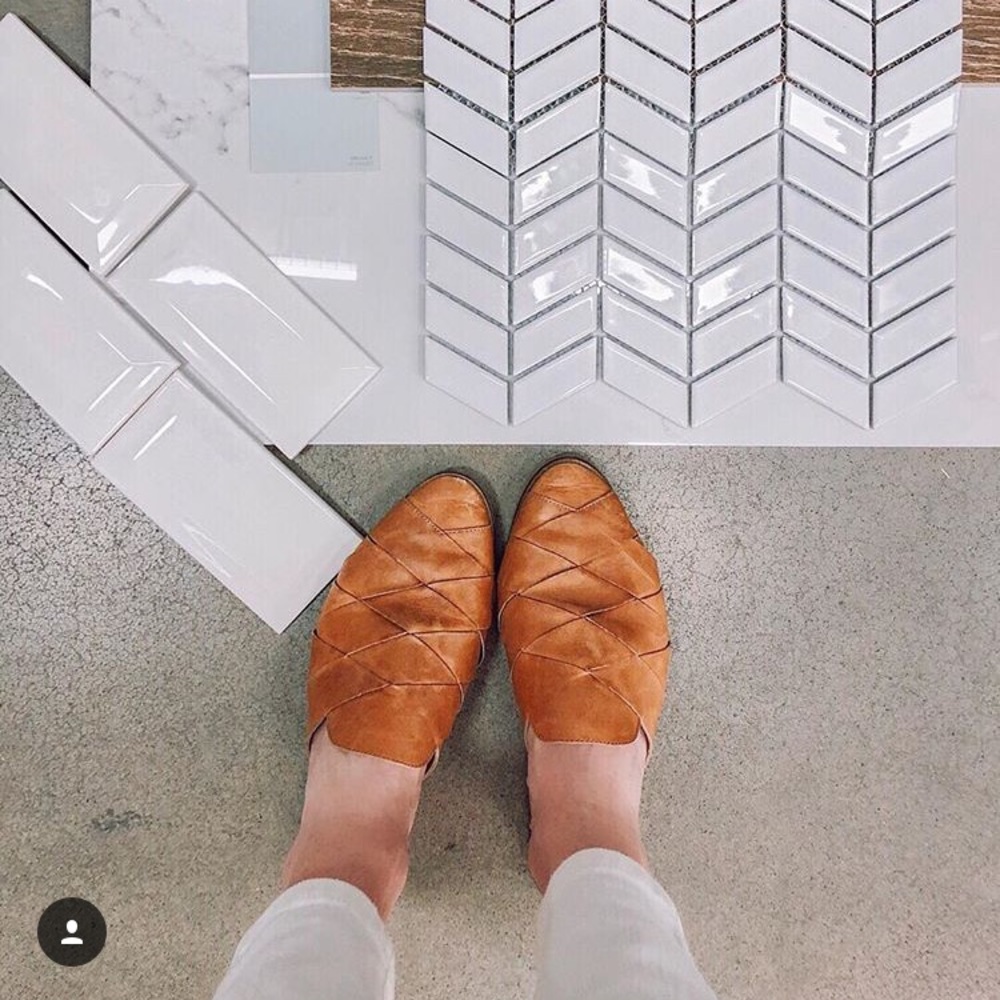 Woven leather mules